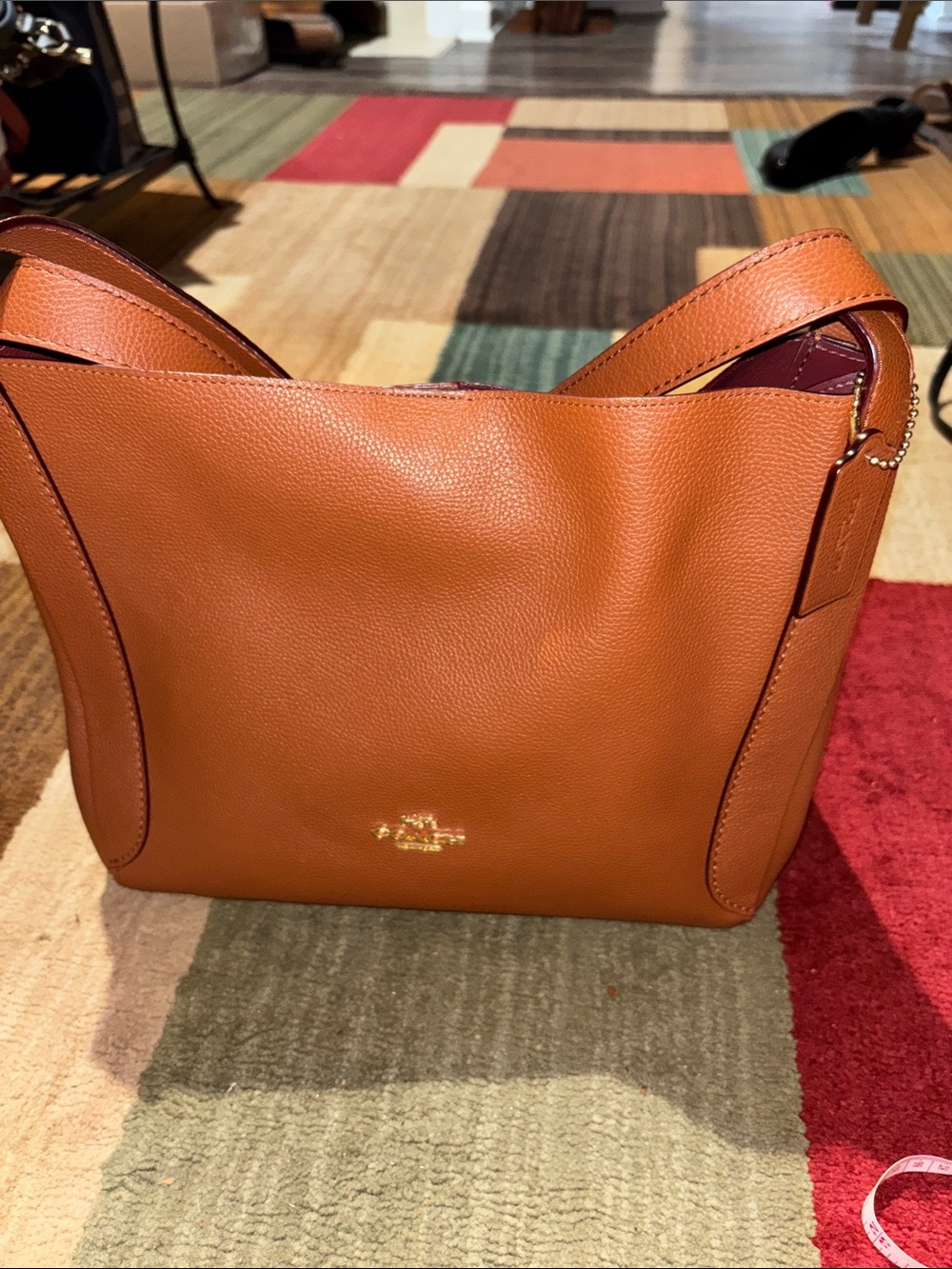Coach Pebbled Leather Shoulder Bag in Saddle Tan